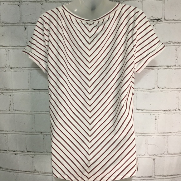 WHBM Stripe Deep-V Easy Tee - Picture 3 of 7